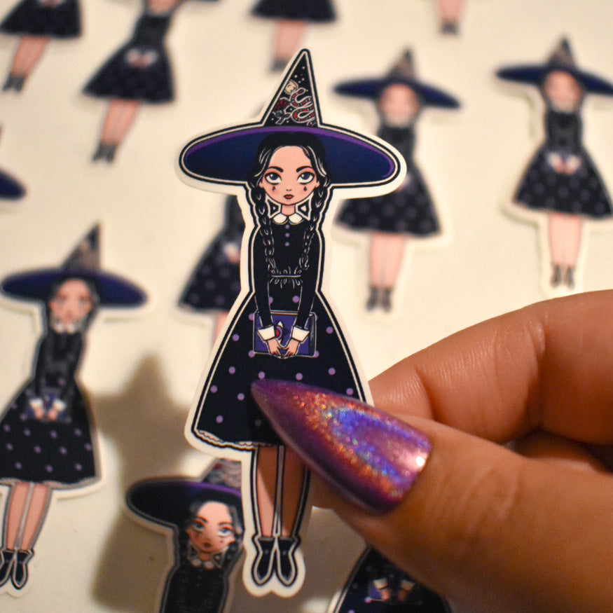 Cute witch inspired by Wednesday Adams sticker
