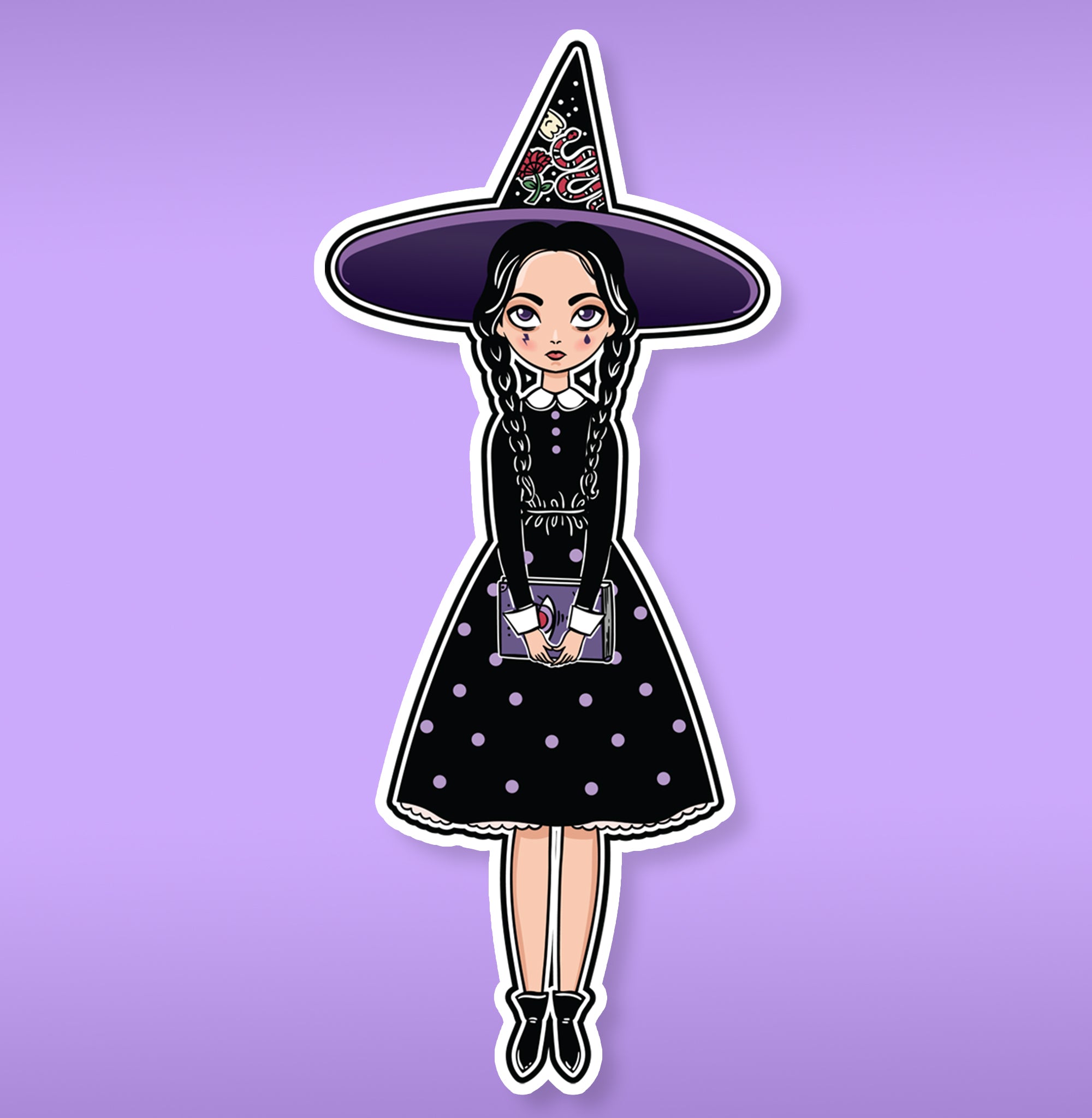 Cute witch inspired by Wednesday Adams sticker