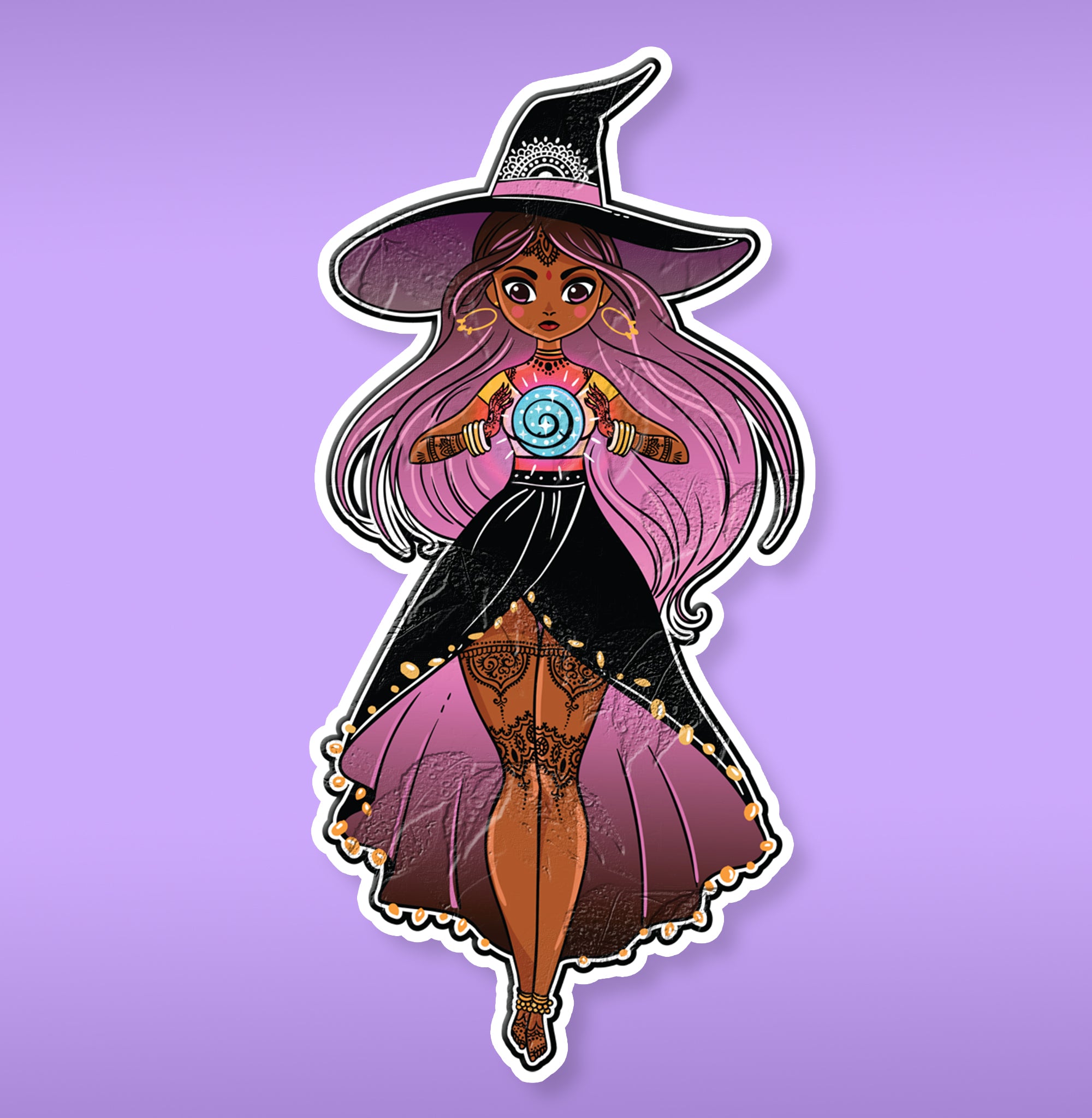 cute witch holding a sphere sticker