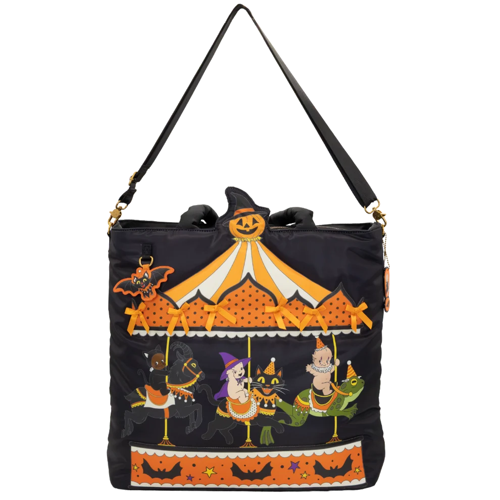 Kewpie Creepy Carousel Oversize Tote Bag with Bat Charm