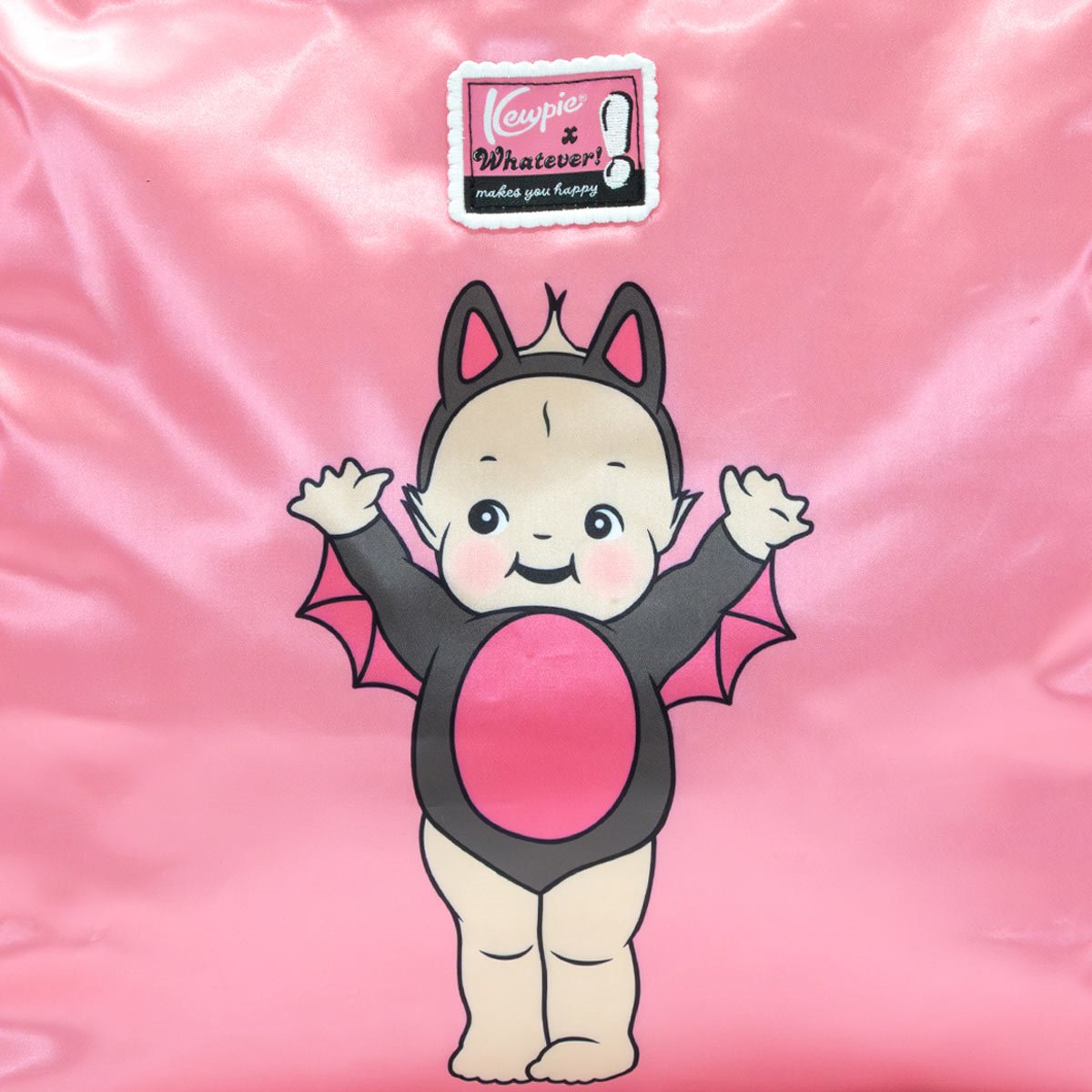Kewpie Black Bat Puffy Tote Bag with Bow Charm